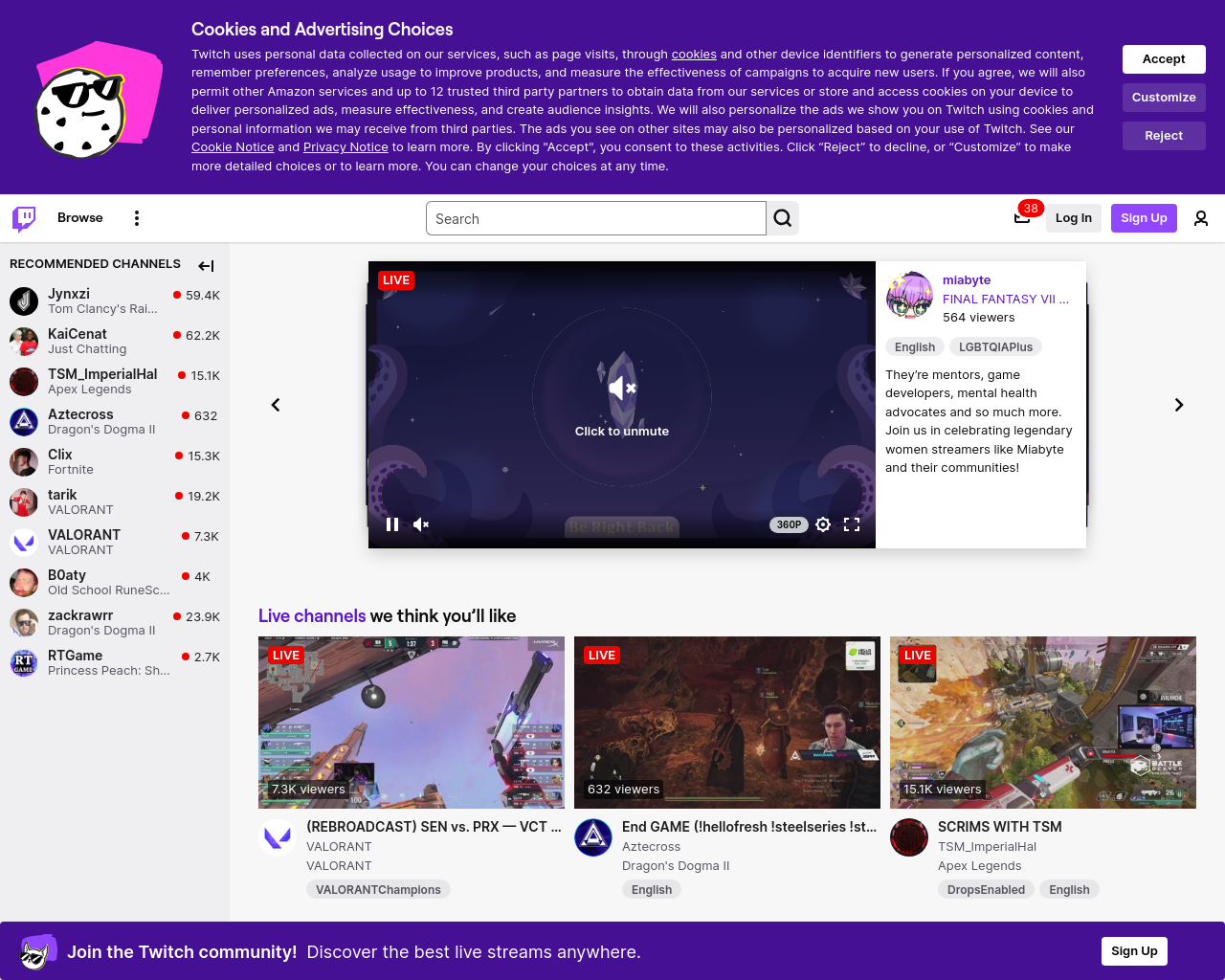 Twitch Website Screenshot